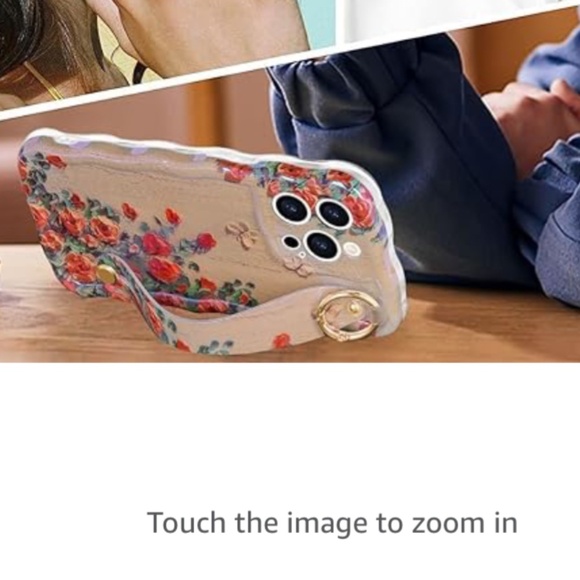 Printed Flower Cute Cover with Wristband Kickstand Protective Phone Case - Picture 6 of 6